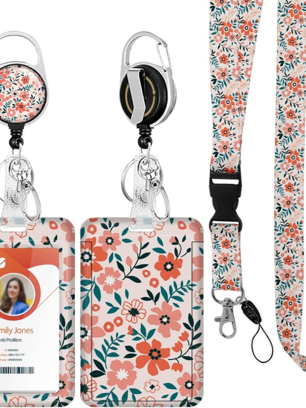 ID Badge Holder with Lanyard,Retractable ID Badge Card Holders Detachable Neck L